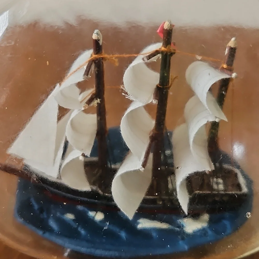 Vintage John Madison Three Mast Ship In A Bottle - Picture 8 of 12